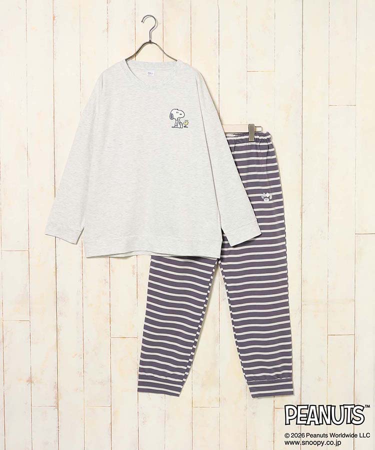 スヌーピーミニ裏毛ルームウェア上下セット
