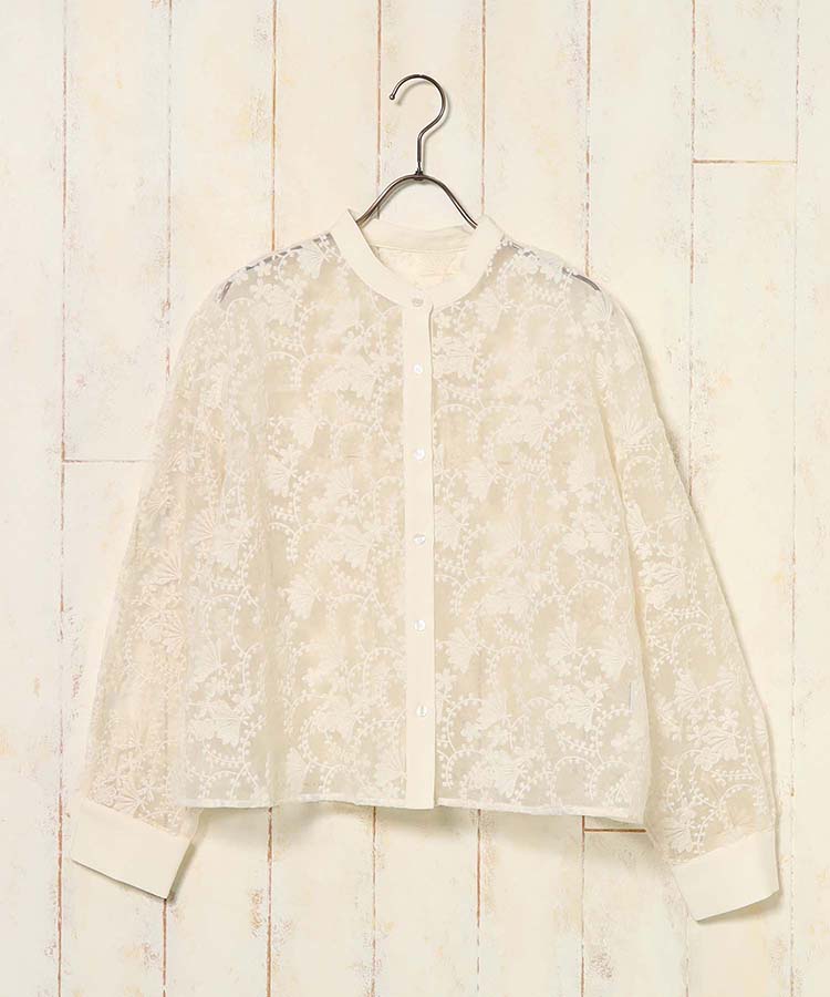 シアーフラワーレースブラウス
