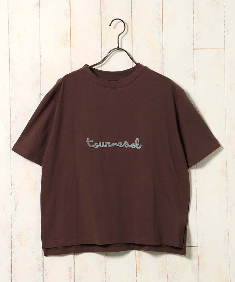ブラシ刺繍ワイドクルーネックTシャツ