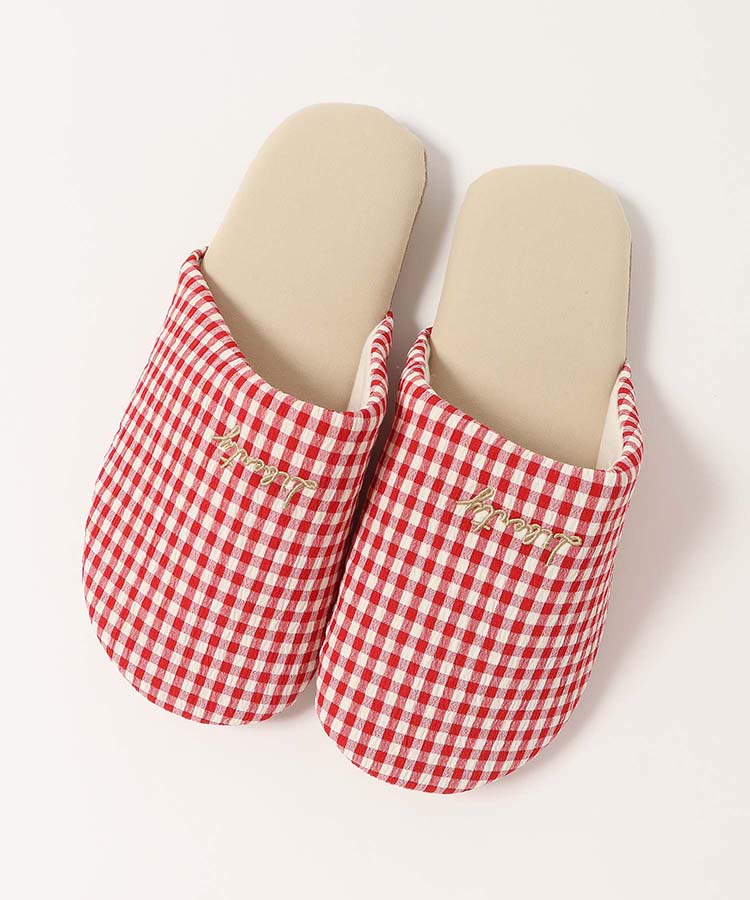 ロゴ刺繍コットンソフトスリッパ