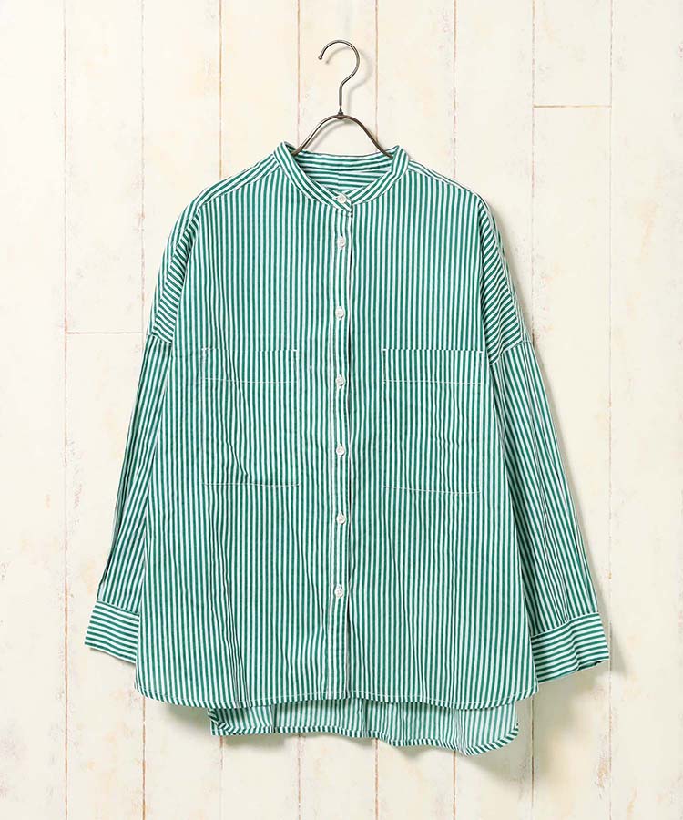 ストライプキャンブリックボイルブラウス