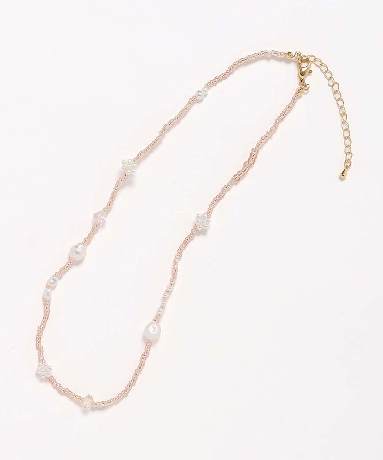 le petale天然石とパールのビーズネックレス