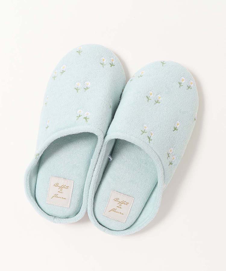 フラワー刺繍スリッパ