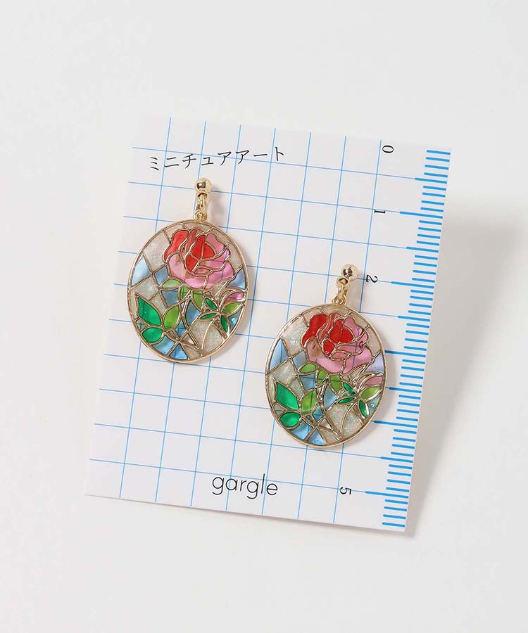 フラワーステンドグラスイヤリング