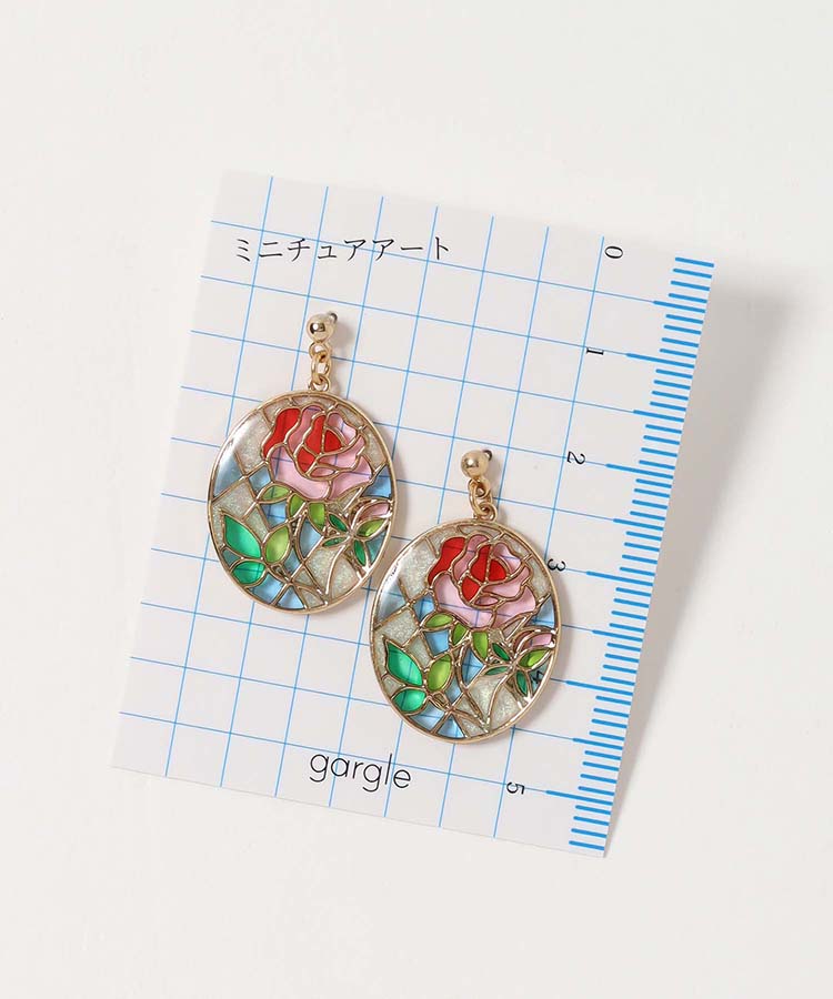 フラワーステンドグラスピアス