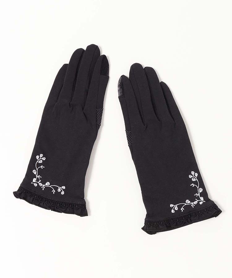 すそ花刺繍小花レースUVグローブ