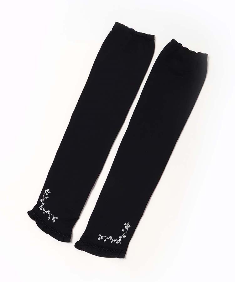 冷感抗菌指先花刺繍プチフラワーレースロングUVグローブ