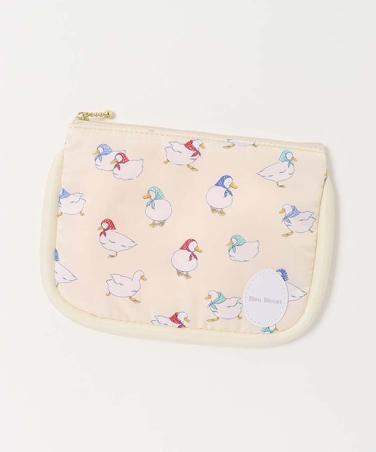 おさんぽダックサテンフラットポーチ