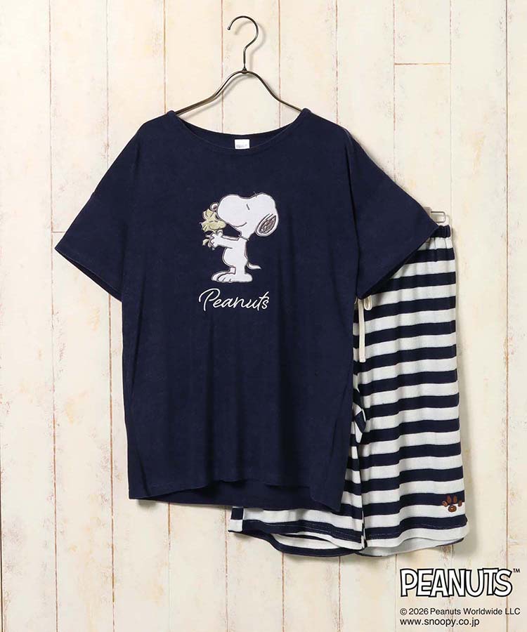 スヌーピー 半袖パイルルームウェア上下セット