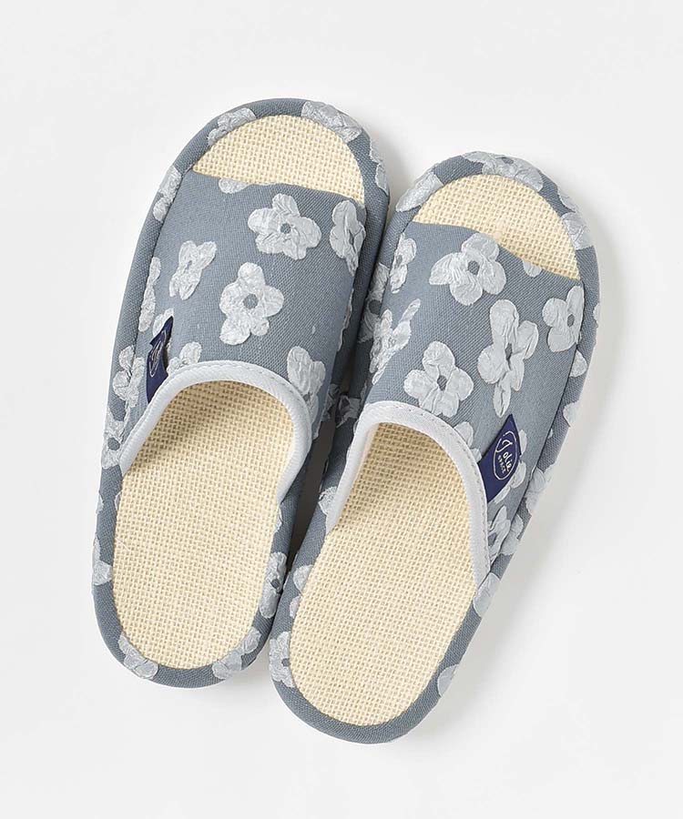 花柄麻スリッパ