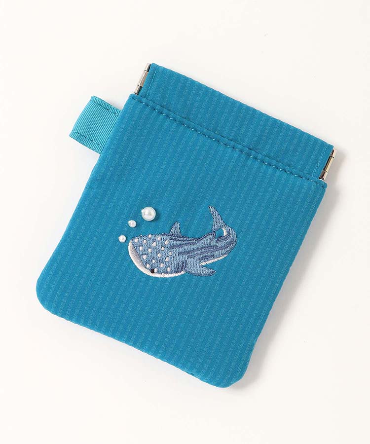 海洋生物パール刺繍ばね口ポーチ