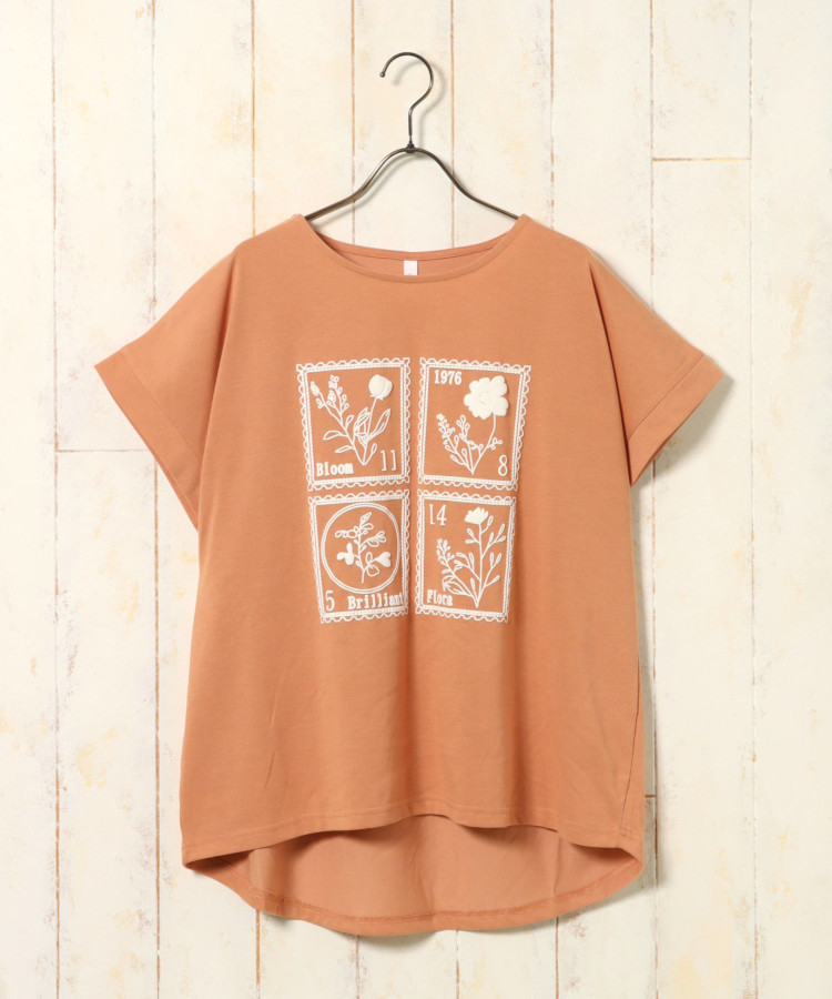 ボタニカル切手プリントTシャツ