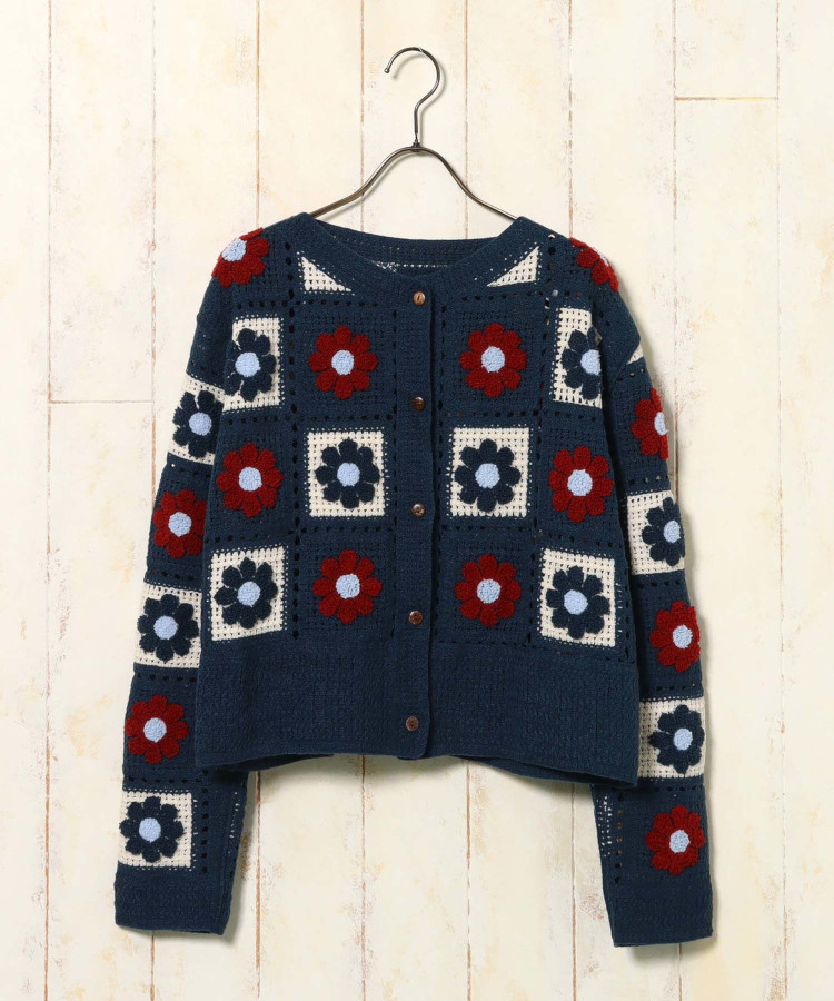 フラワーサガラ刺繍カーディガン