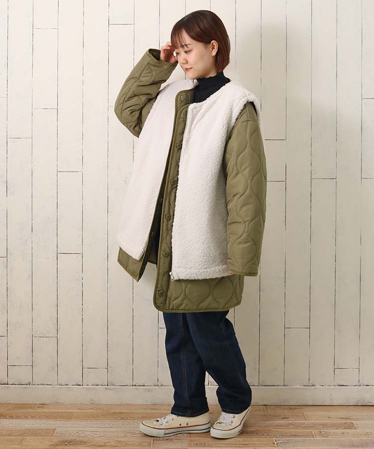 ≪SALE≫ファーベスト付キルティングコート