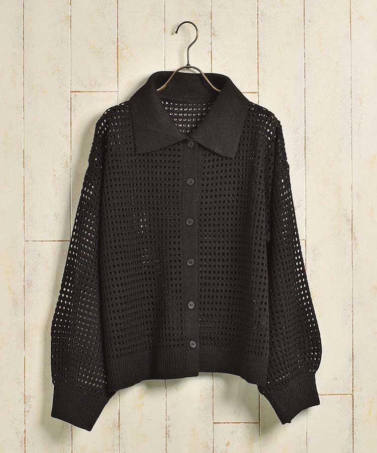 ≪SALE≫メッシュポロニットカーディガン