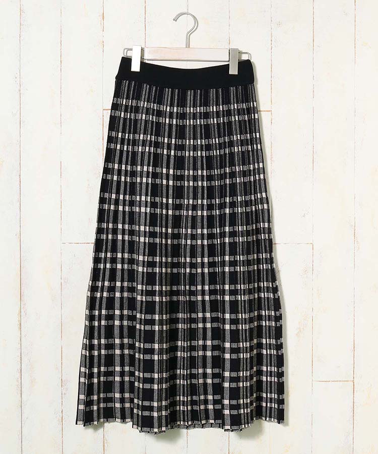 ≪SALE≫チェックプリーツニットスカート