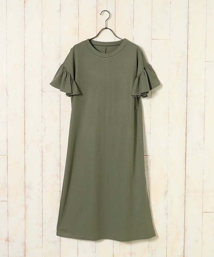 ≪SALE≫フリル袖スリットワンピース