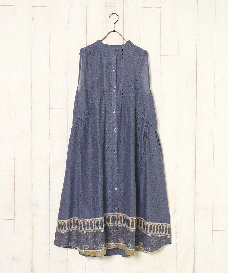 ≪SALE≫コットンボイルプリントノースリーブワンピース