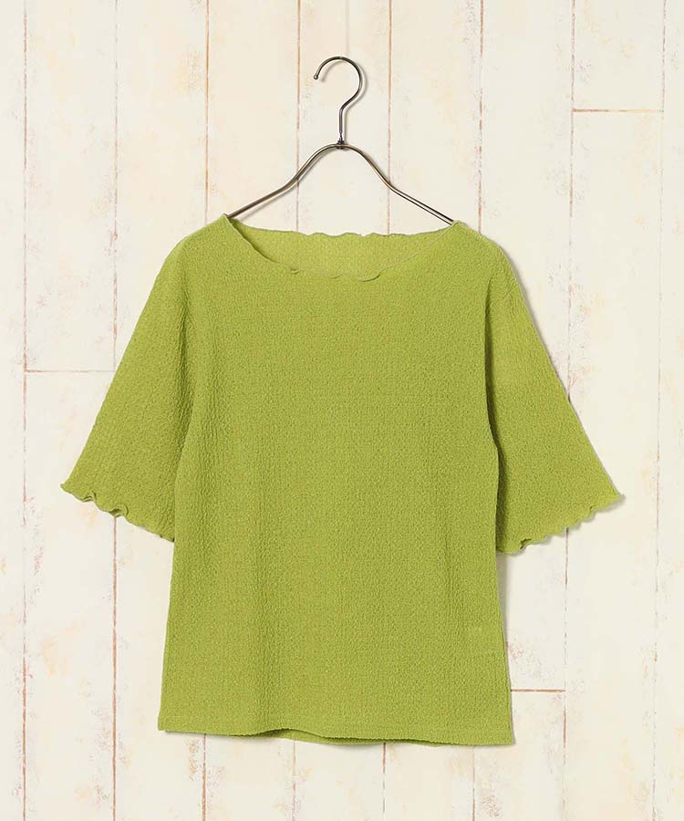 ≪SALE≫バブルシャーリングクルーネックTシャツ