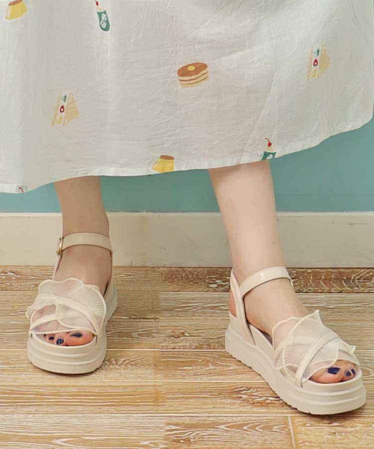 ≪SALE≫チュールフリルサンダル