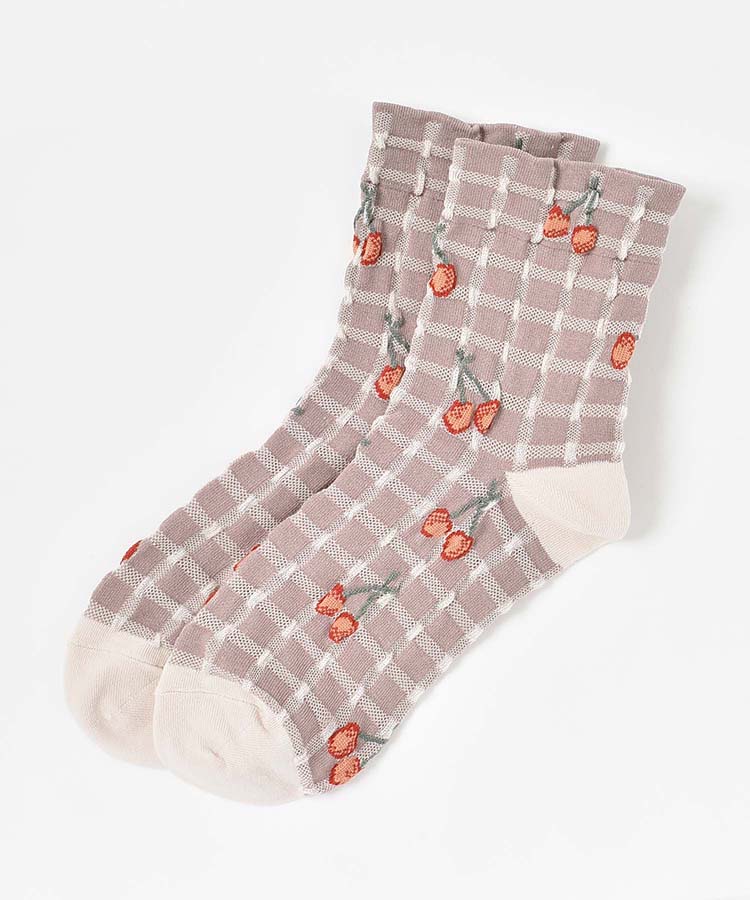 ≪SALE≫逆スパチェリーロークルーソックス