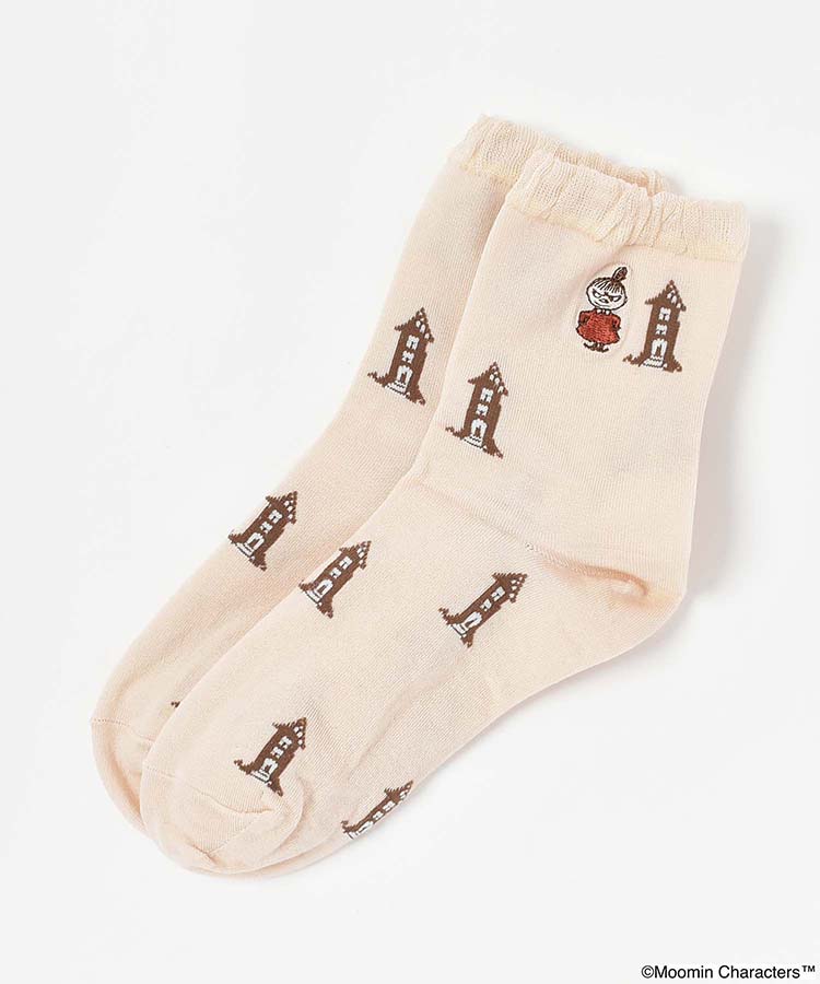 家とリトルミイ刺繍ロークルーソックス