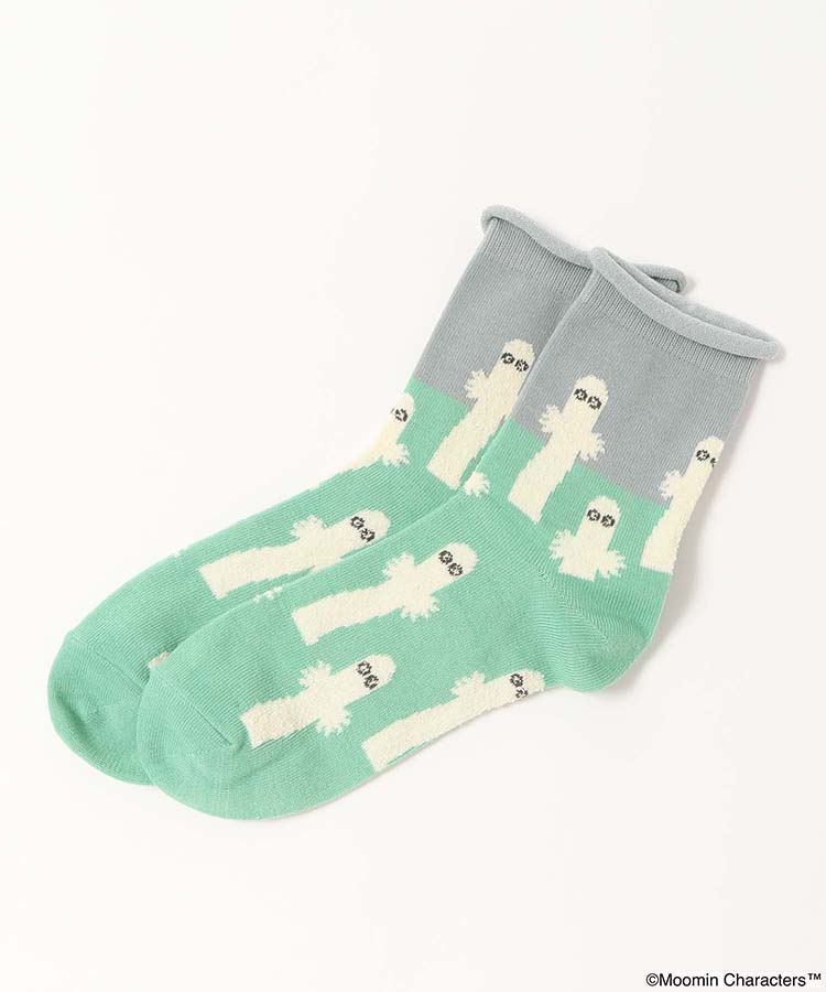 ニョロニョロ総柄ロークルーソックス