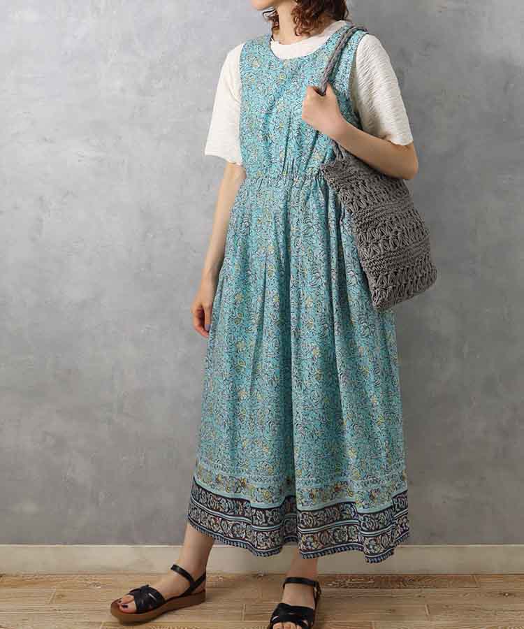 ≪SALE≫袖なし総柄ワンピース25NO6