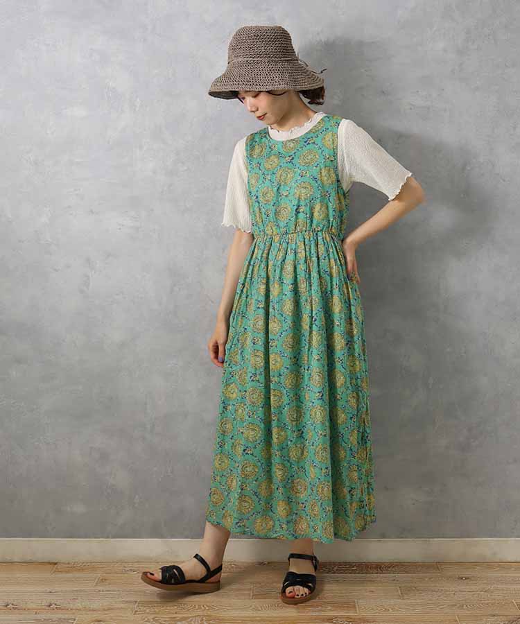 ≪SALE≫袖なし総柄ワンピース25NO3