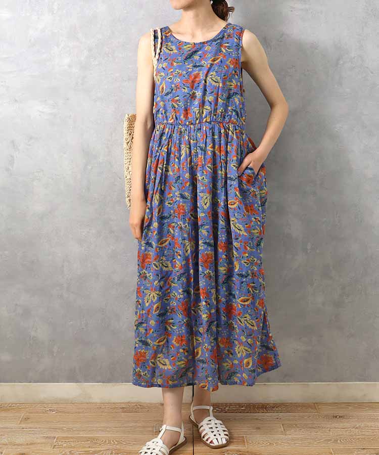 ≪SALE≫袖なし総柄ワンピース25NO1