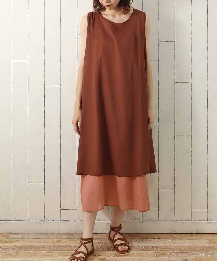 ≪SALE≫袖なしシンプルワンピース