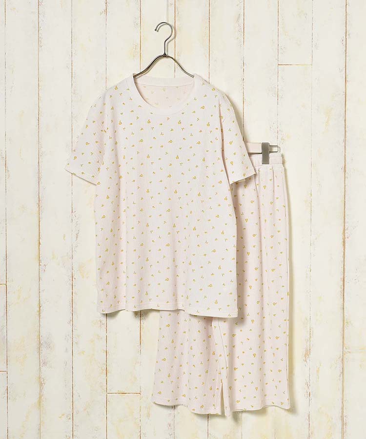 ≪SALE≫フラワーワッフルルームウェア上下セット