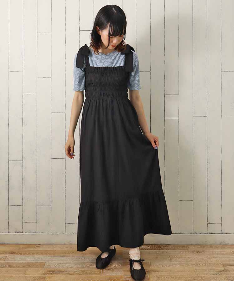 ≪SALE≫ショルダーリボンジャンパースカート