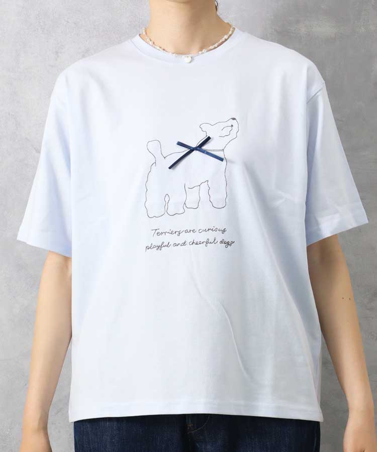 le petaleテリア刺繍リボンTシャツ