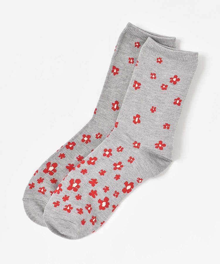 吸湿発熱小花柄ソックス