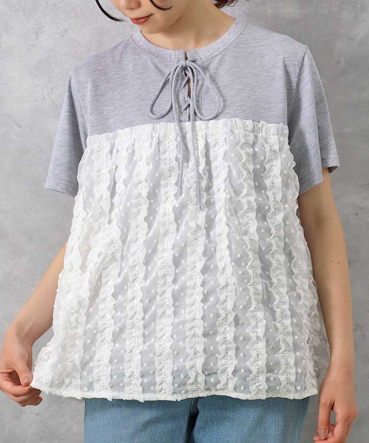 le petaleドビーフリル切り替えＴシャツ