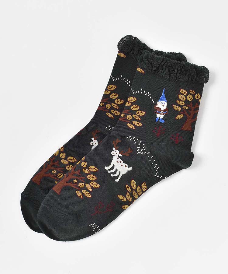 トムテ刺繍ロークルーソックス