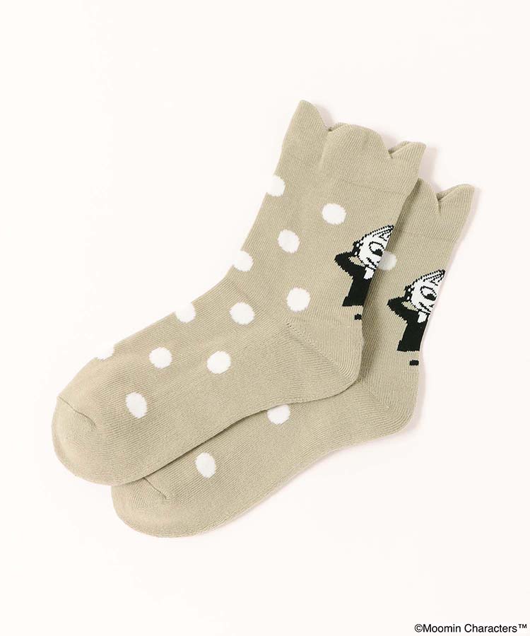 バックリトルミイドットフリルロークルーソックス