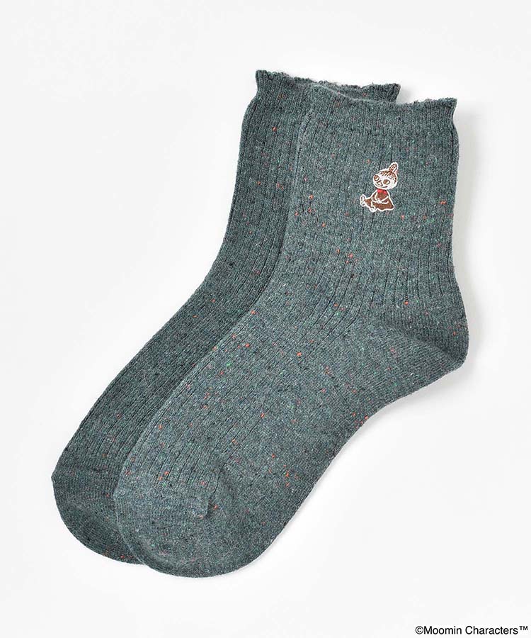 リトルミイ刺繍ネップロークルーソックス