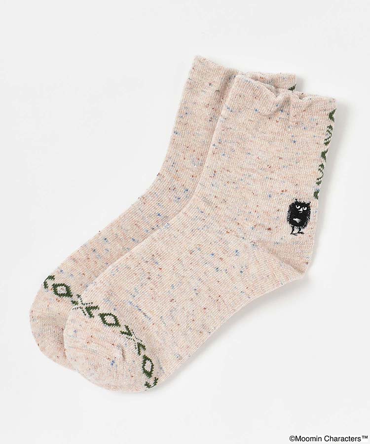 スティンキー刺繍ネップロークルーソックス