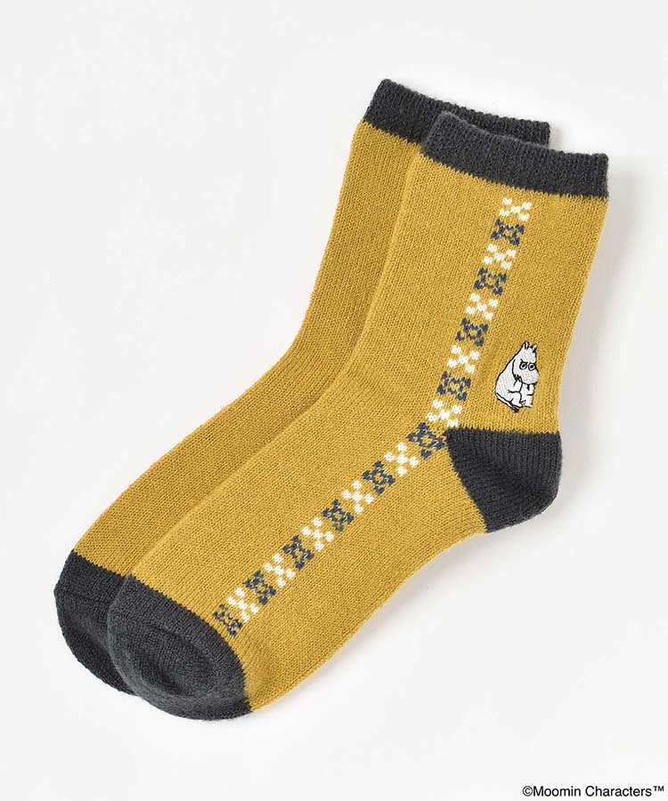 ムーミン刺繍ニットロークルーソックス