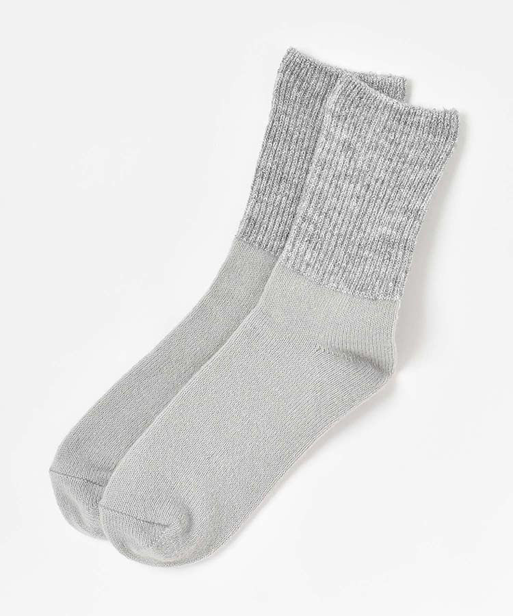 スパンコールリブ切替クルーソックス