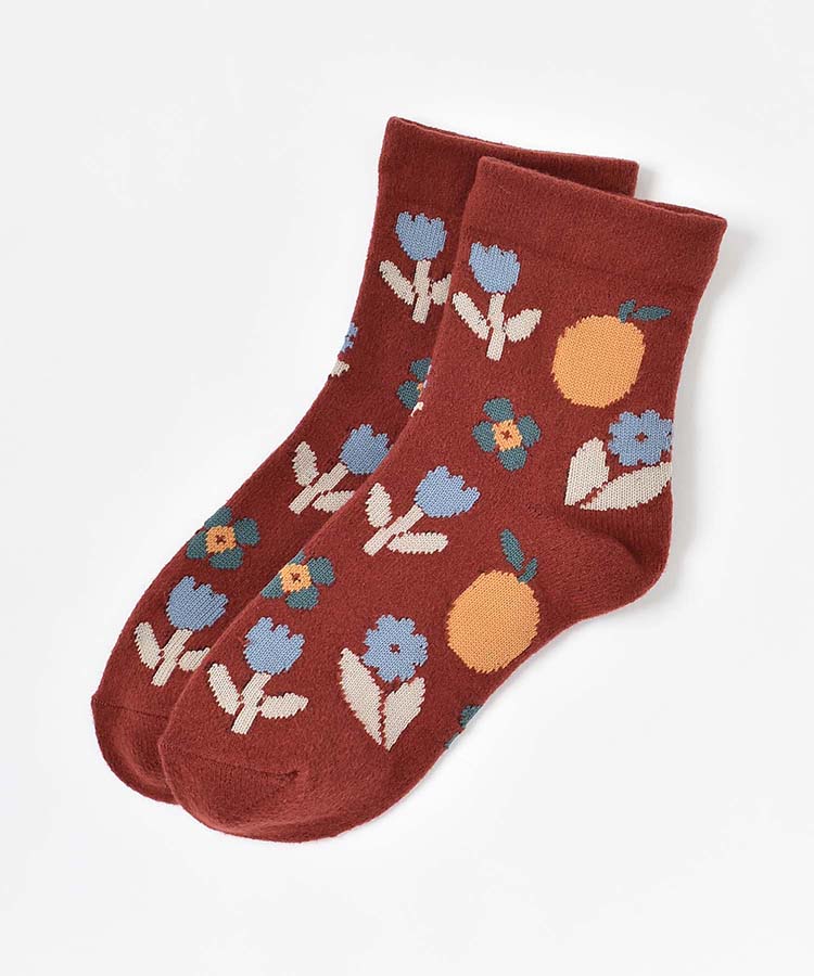 花と果実ソフトタッチロークルーソックス