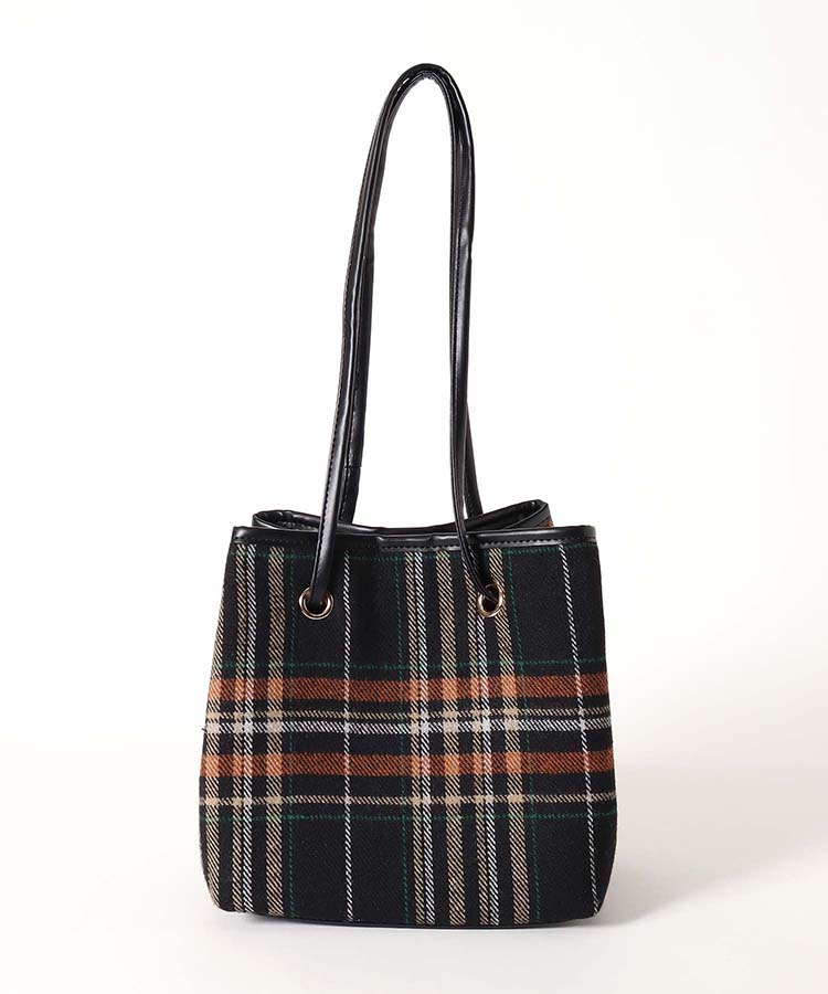 コージーチェック巾着バッグ