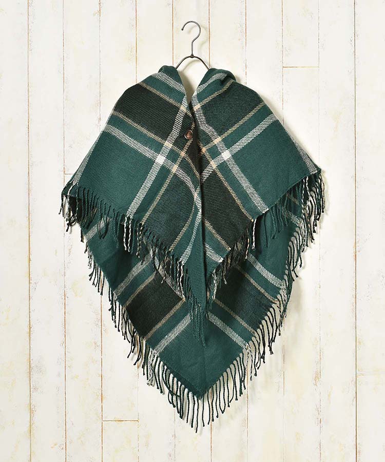 チェックギャザーポンチョ