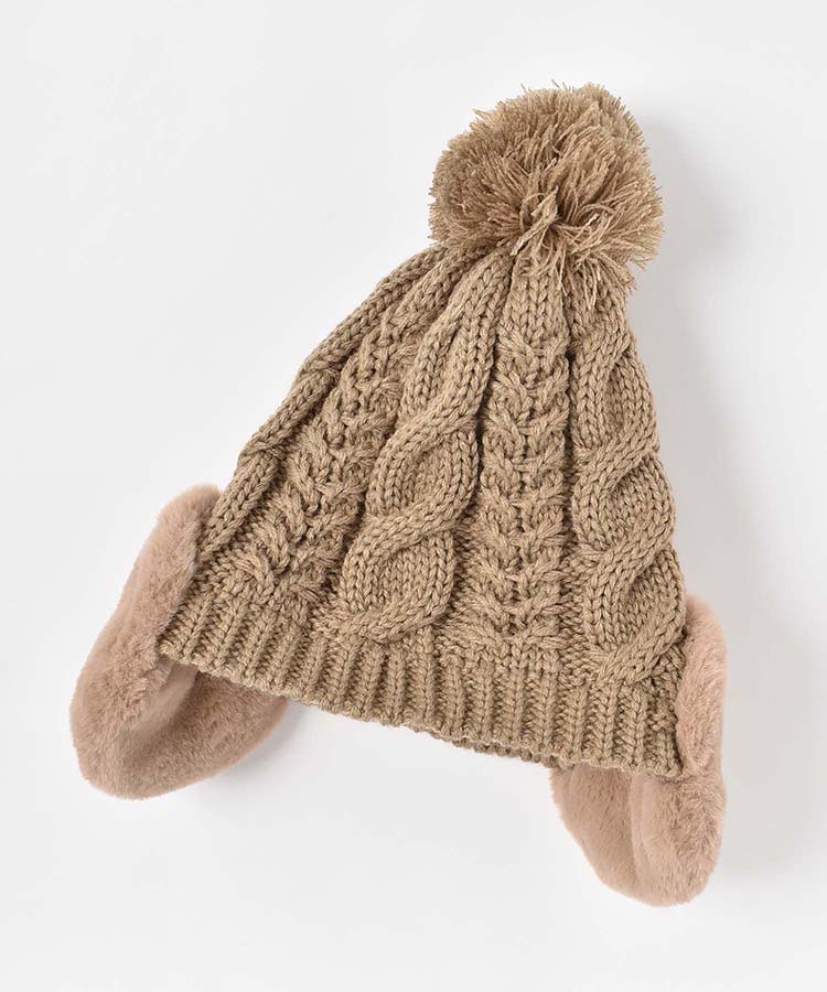 ファー付耳あてニット帽