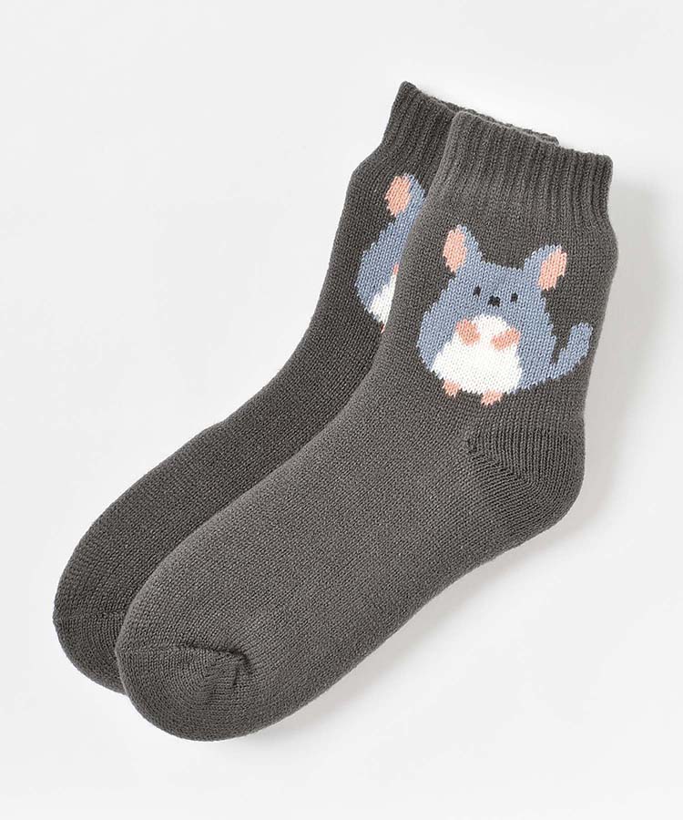 チンチラワンポイント裏ボアソックス