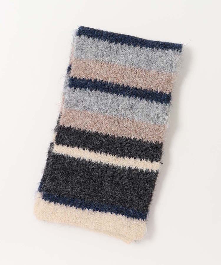 モヘアタッチボーダーマフラー