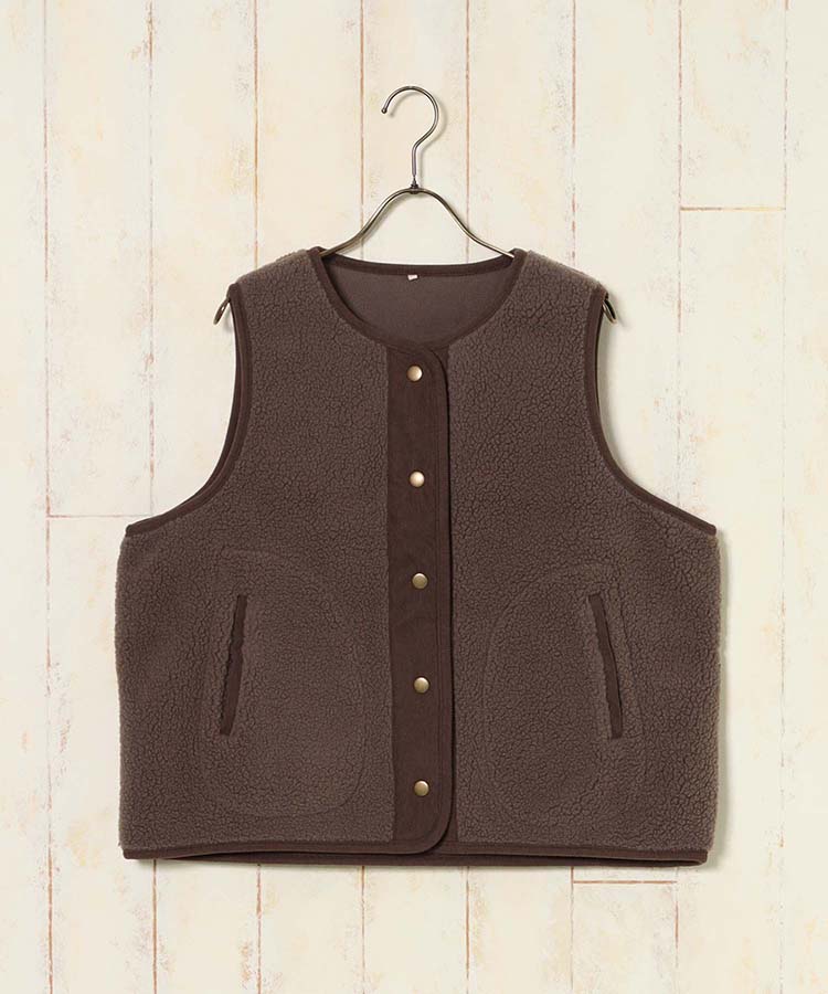 ボア無地ベスト