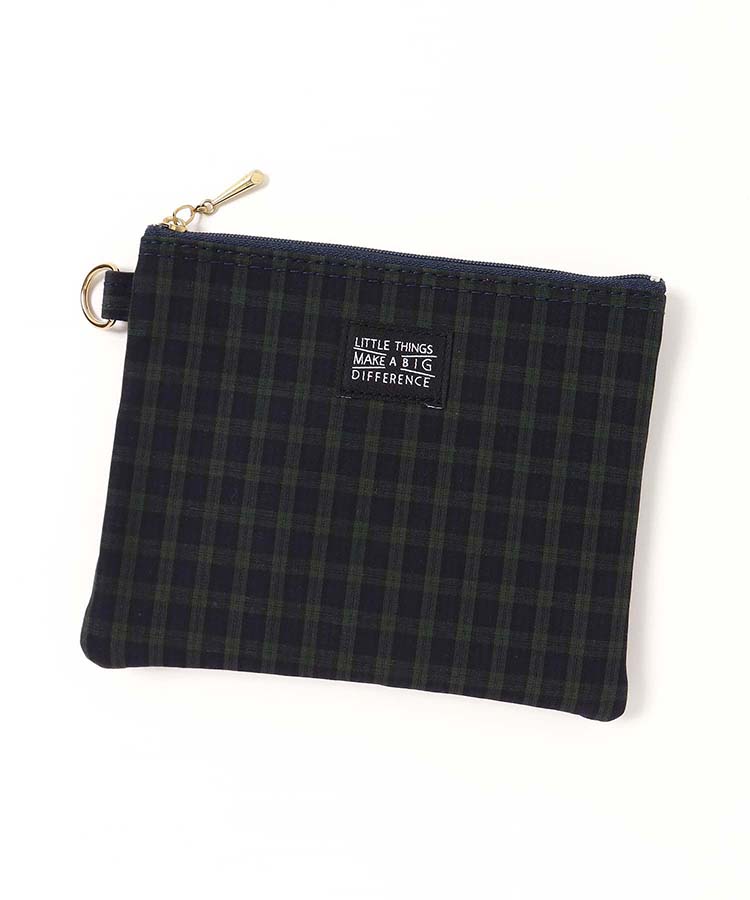 タイプライターチェック柄フラットポーチ